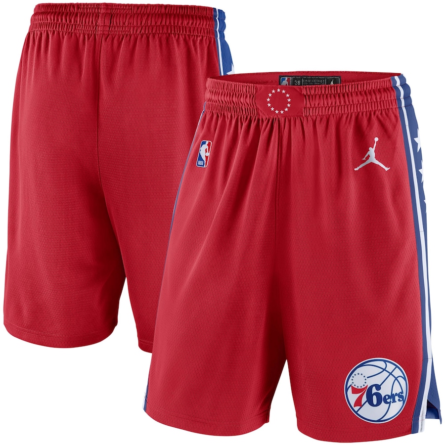 Men's Philadelphia 76ers Jordan Brand Red/Blue 2020/21 Association Edition Performance Swingman Shorts Men's Philadelphia 76ers Jordan Brand Red/Blue 2020/21 Association Edition Performance Swingman Shorts