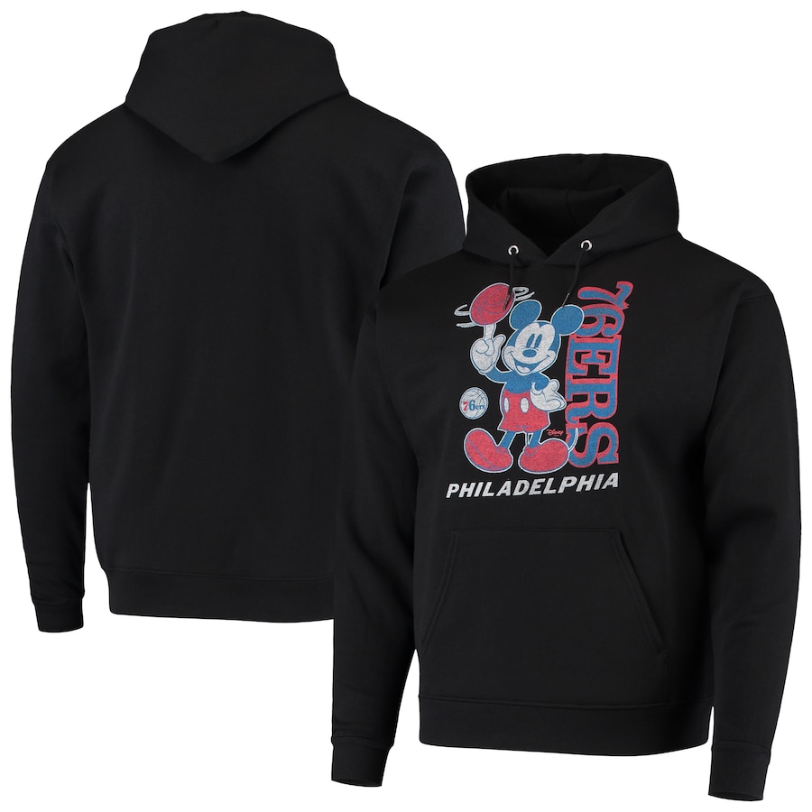 Men's Philadelphia 76ers Junk Food Black Mickey Baller Pullover Hoodie Men's Philadelphia 76ers Junk Food Black Mickey Baller Pullover Hoodie