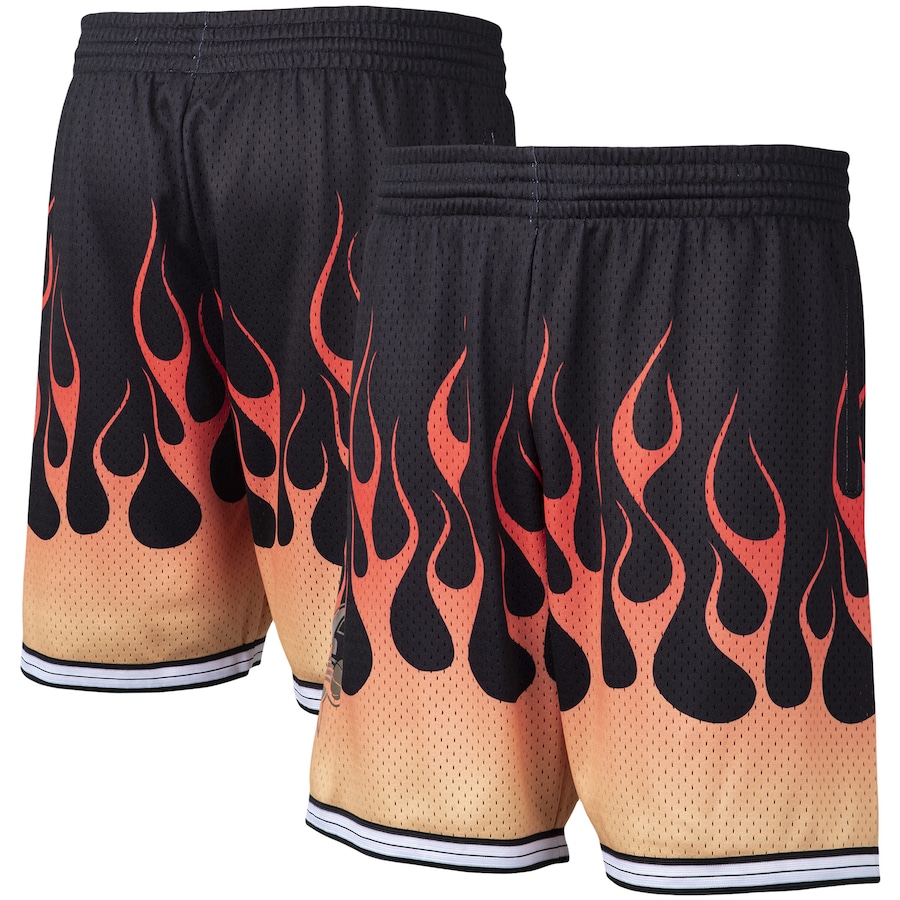 Men's Philadelphia 76ers Mitchell & Ness Black 2000/01 Flames Swingman Shorts