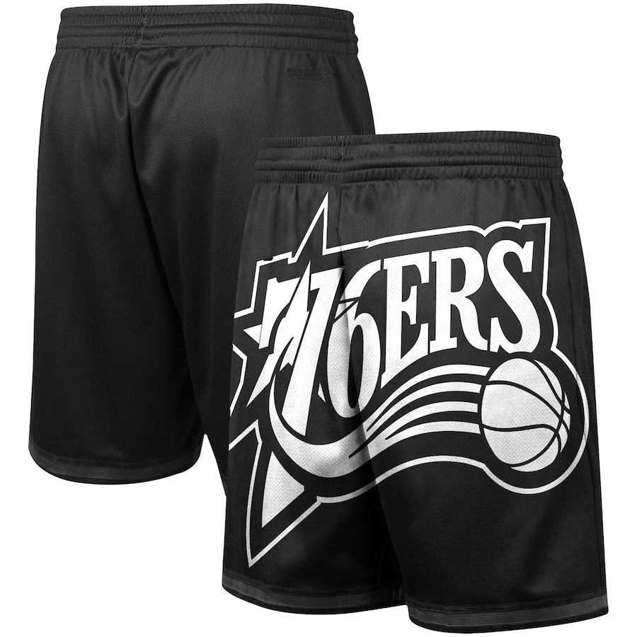 Men's Philadelphia 76ers Mitchell & Ness Black Big Face 3.0 Fashion Shorts Men's Philadelphia 76ers Mitchell & Ness Black Big Face 3.0 Fashion Shorts