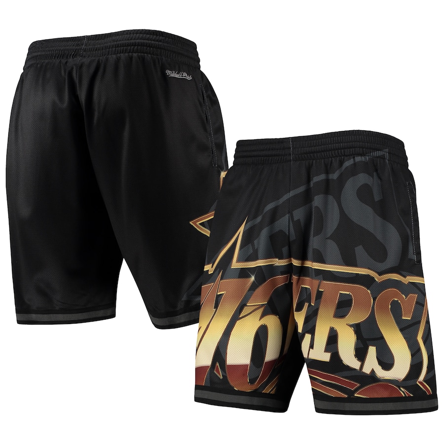 Men's Philadelphia 76ers Mitchell & Ness Black Big Face 4.0 Fashion Shorts
