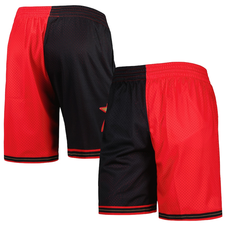 Men's Philadelphia 76ers Mitchell & Ness Black/Red Hardwood Classics 2000 Split Swingman Shorts Men's Philadelphia 76ers Mitchell & Ness Black/Red Hardwood Classics 2000 Split Swingman Shorts