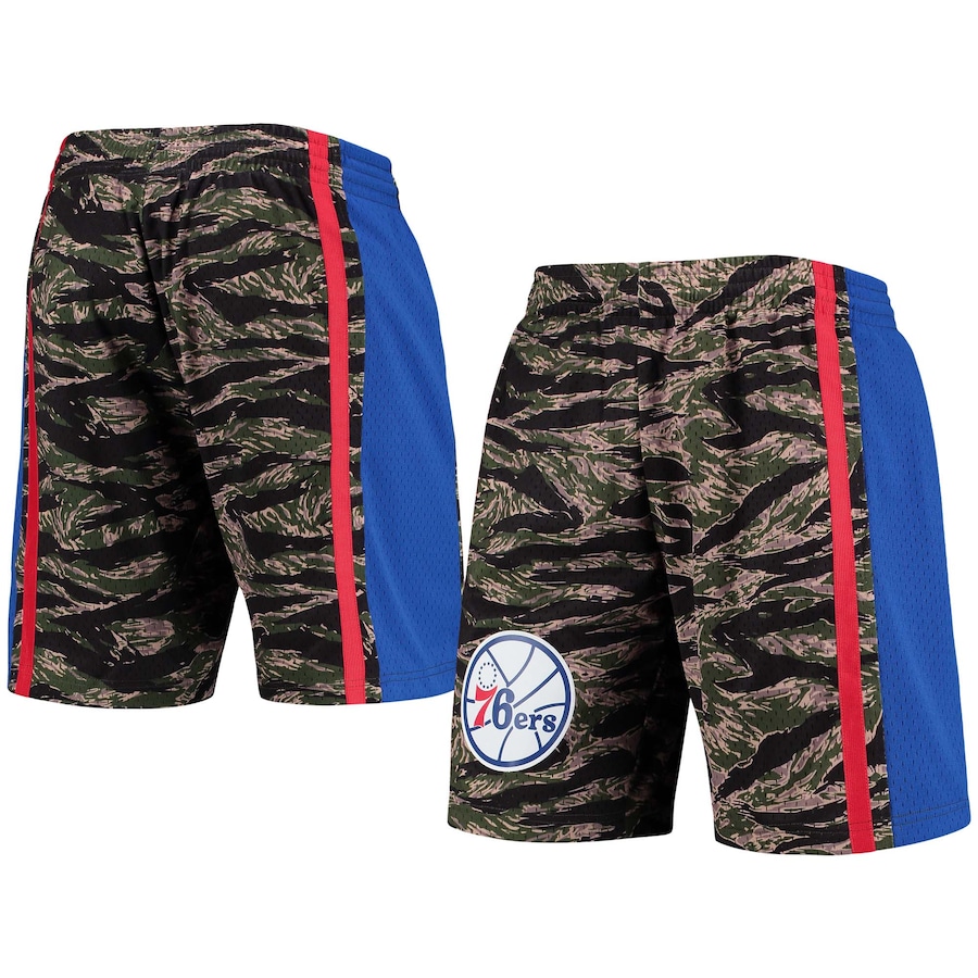 Men's Philadelphia 76ers Mitchell & Ness Camo Hardwood Classics Tiger Shorts Men's Philadelphia 76ers Mitchell & Ness Camo Hardwood Classics Tiger Shorts