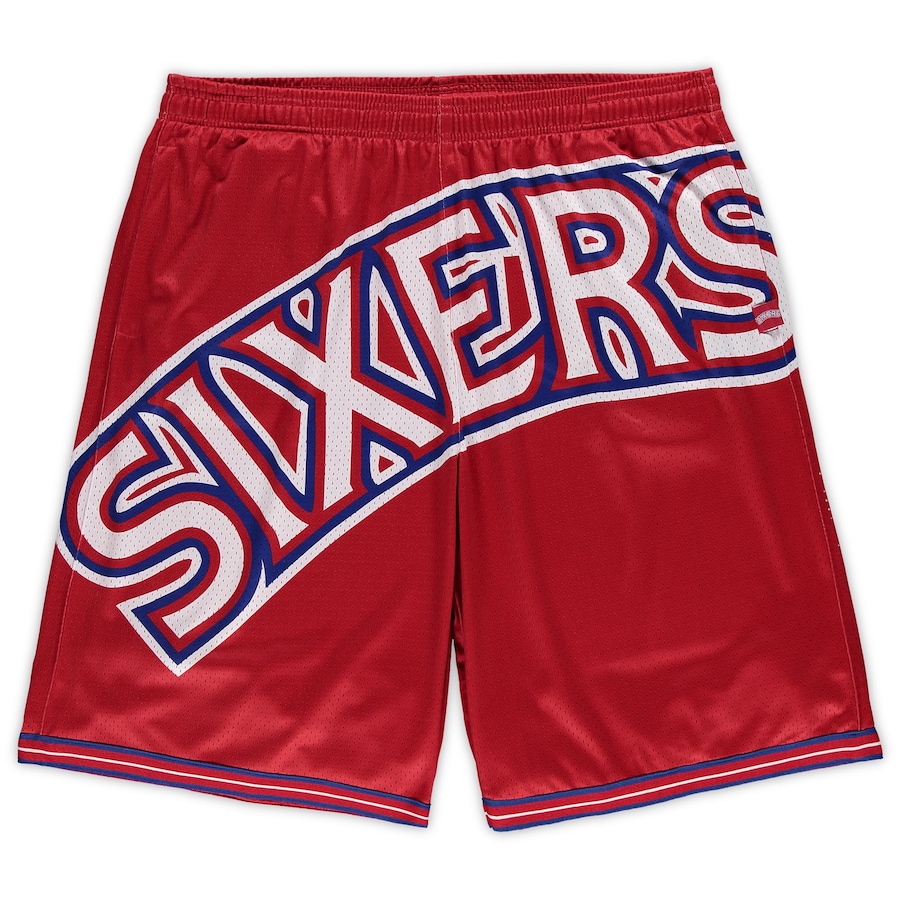 Men's Philadelphia 76ers Mitchell & Ness Red Big & Tall Hardwood Classics Big Face 2.0 Shorts Men's Philadelphia 76ers Mitchell & Ness Red Big & Tall Hardwood Classics Big Face 2.0 Shorts