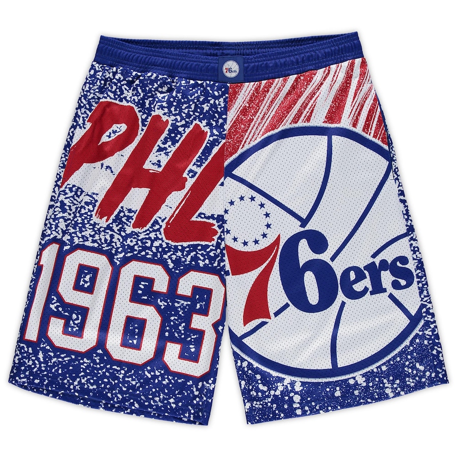Men's Philadelphia 76ers Mitchell & Ness Royal Big & Tall Hardwood Classics Jumbotron Shorts