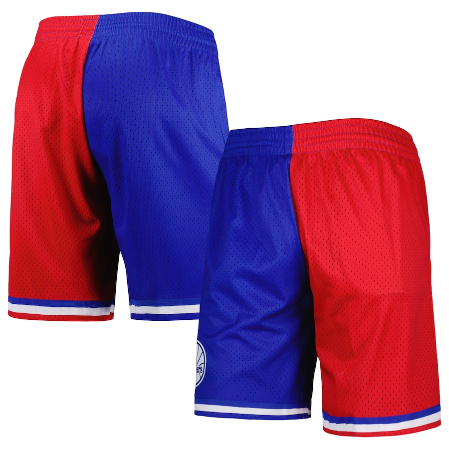 Men's Philadelphia 76ers Mitchell & Ness Royal/Red Hardwood Classics 1982 Split Swingman Shorts Men's Philadelphia 76ers Mitchell & Ness Royal/Red Hardwood Classics 1982 Split Swingman Shorts
