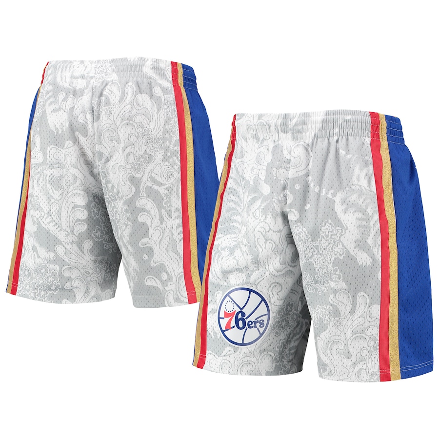 Men's Philadelphia 76ers Mitchell & Ness White Hardwood Classics Lunar New Year Swingman Shorts Men's Philadelphia 76ers Mitchell & Ness White Hardwood Classics Lunar New Year Swingman Shorts