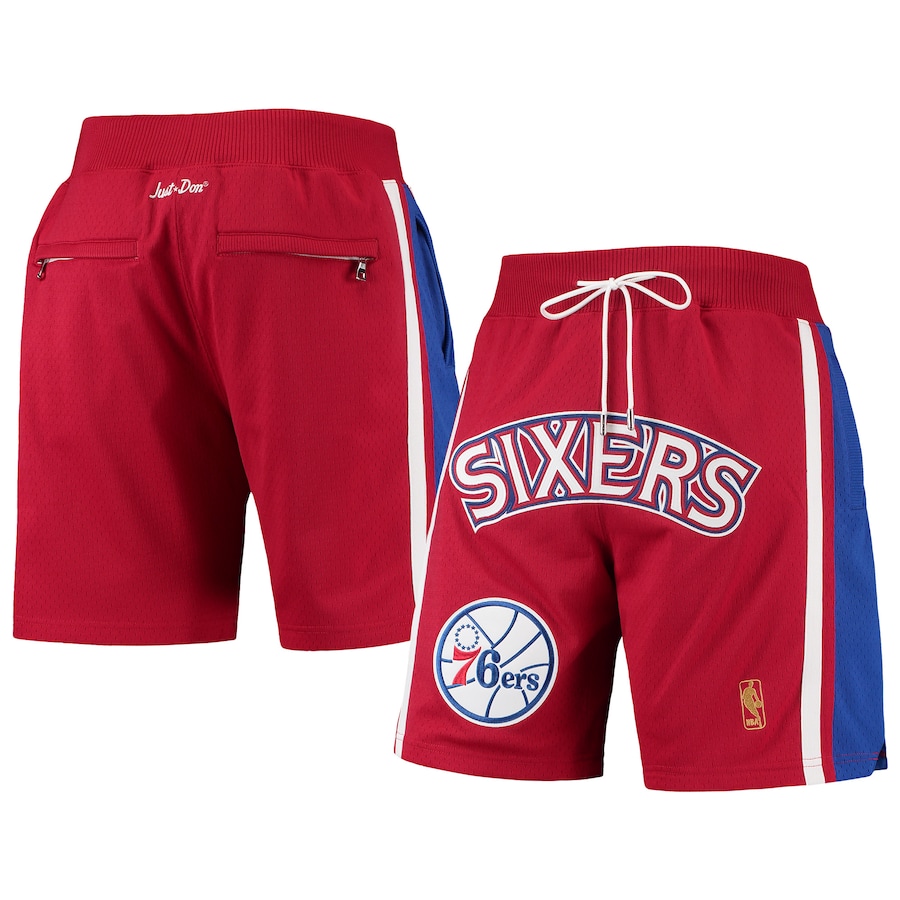 Men's Philadelphia 76ers Mitchell & Ness x Just Don Red/Royal 1996-97 Hardwood Classics Authentic Shorts
