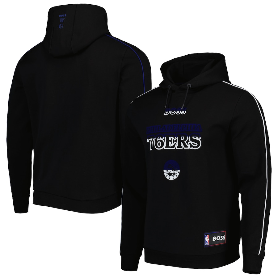 Men's Philadelphia 76ers NBA x Hugo Boss Black Team Bounce Tri-Blend Pullover Hoodie Men's Philadelphia 76ers NBA x Hugo Boss Black Team Bounce Tri-Blend Pullover Hoodie