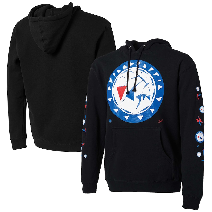 Men's Philadelphia 76ers NBA x Naturel Black No Caller ID Pullover Hoodie Men's Philadelphia 76ers NBA x Naturel Black No Caller ID Pullover Hoodie