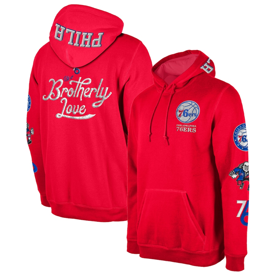 Men's Philadelphia 76ers New Era Red 2022/23 City Edition Elite Pack Pullover Hoodie Men's Philadelphia 76ers New Era Red 2022/23 City Edition Elite Pack Pullover Hoodie