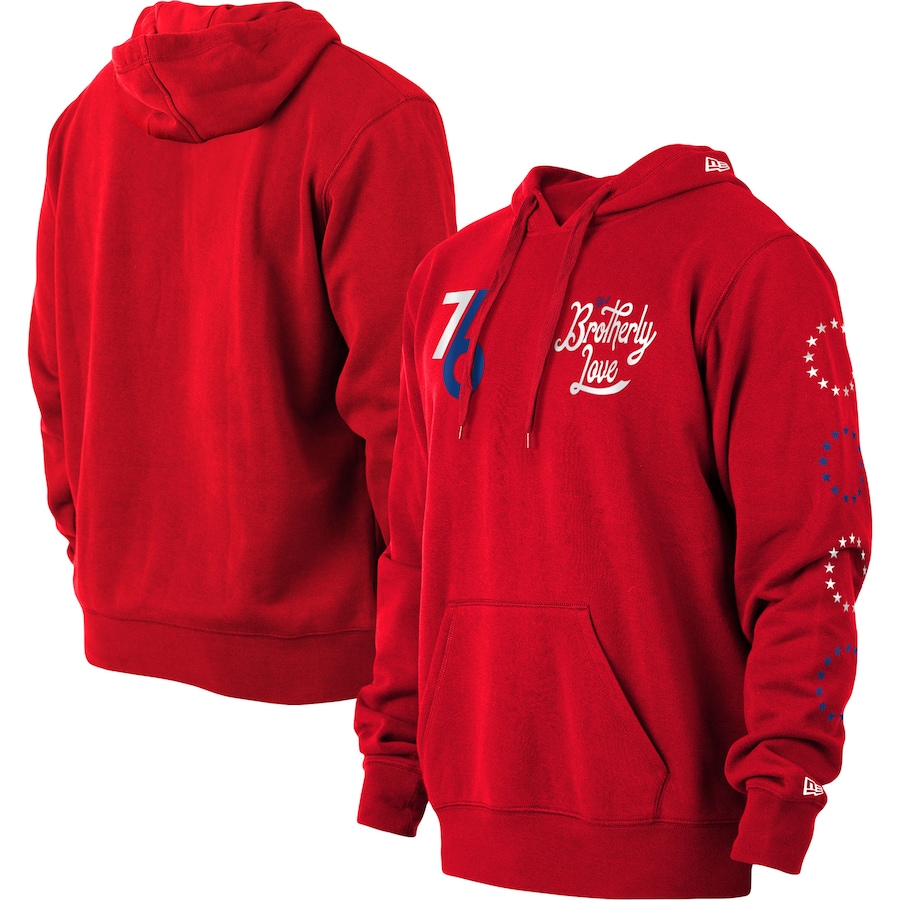 Men's Philadelphia 76ers New Era Red 2022/23 City Edition Pullover Hoodie Men's Philadelphia 76ers New Era Red 2022/23 City Edition Pullover Hoodie