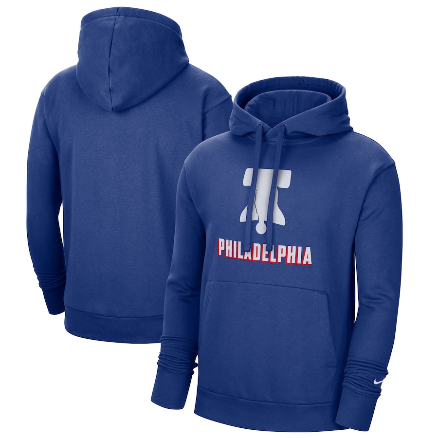 Men's Philadelphia 76ers NBA Blue 2020/21 City Edition Essential Logo Fleece Pullover Hoodie Men's Philadelphia 76ers NBA Blue 2020/21 City Edition Essential Logo Fleece Pullover Hoodie