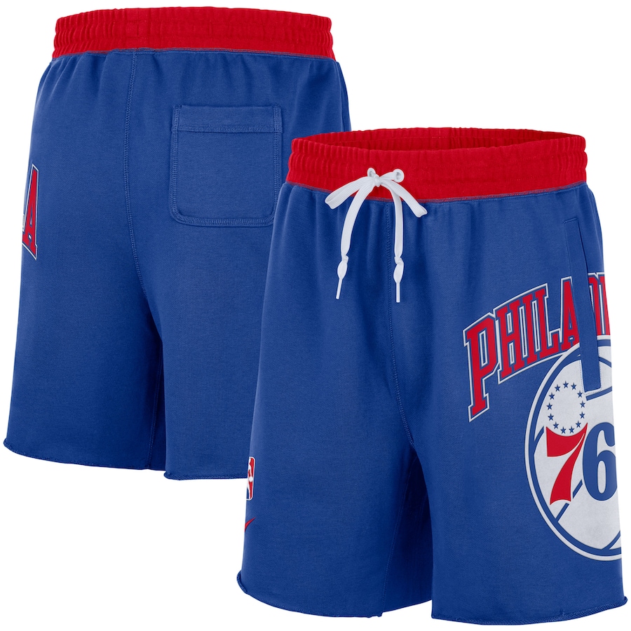 Men's Philadelphia 76ers NBA Royal 75th Anniversary Courtside Fleece Shorts Men's Philadelphia 76ers NBA Royal 75th Anniversary Courtside Fleece Shorts