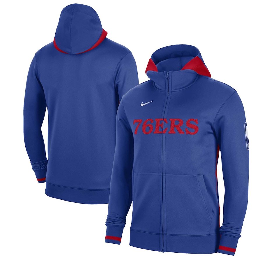 Men's Philadelphia 76ers NBA Royal Authentic Showtime Performance Full-Zip Hoodie Men's Philadelphia 76ers NBA Royal Authentic Showtime Performance Full-Zip Hoodie