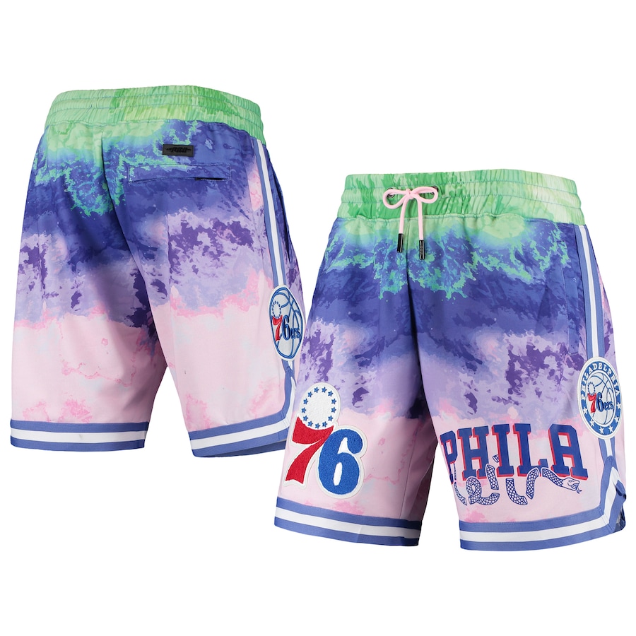Men's Philadelphia 76ers Pro Standard Pink Multicolor Dip-Dye Shorts Men's Philadelphia 76ers Pro Standard Pink Multicolor Dip-Dye Shorts