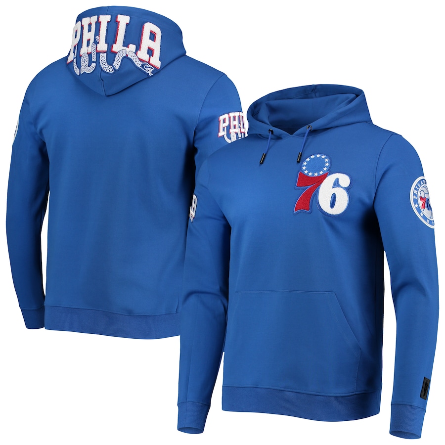 Men's Philadelphia 76ers Pro Standard Royal Chenille Team Pullover Hoodie Men's Philadelphia 76ers Pro Standard Royal Chenille Team Pullover Hoodie