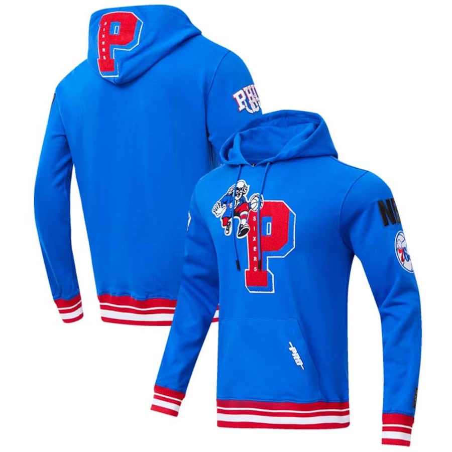 Men's Philadelphia 76ers Pro Standard Royal Mash Up Capsule Pullover Hoodie Men's Philadelphia 76ers Pro Standard Royal Mash Up Capsule Pullover Hoodie