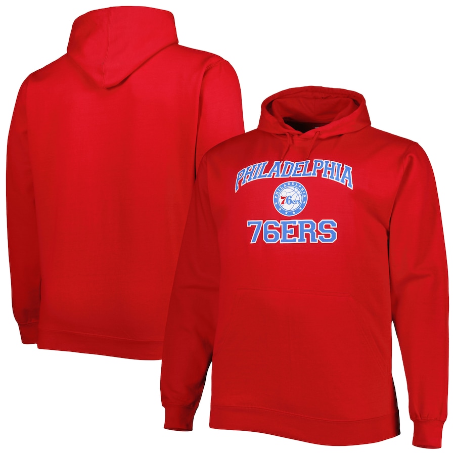 Men's Philadelphia 76ers Red Big & Tall Heart & Soul Pullover Hoodie