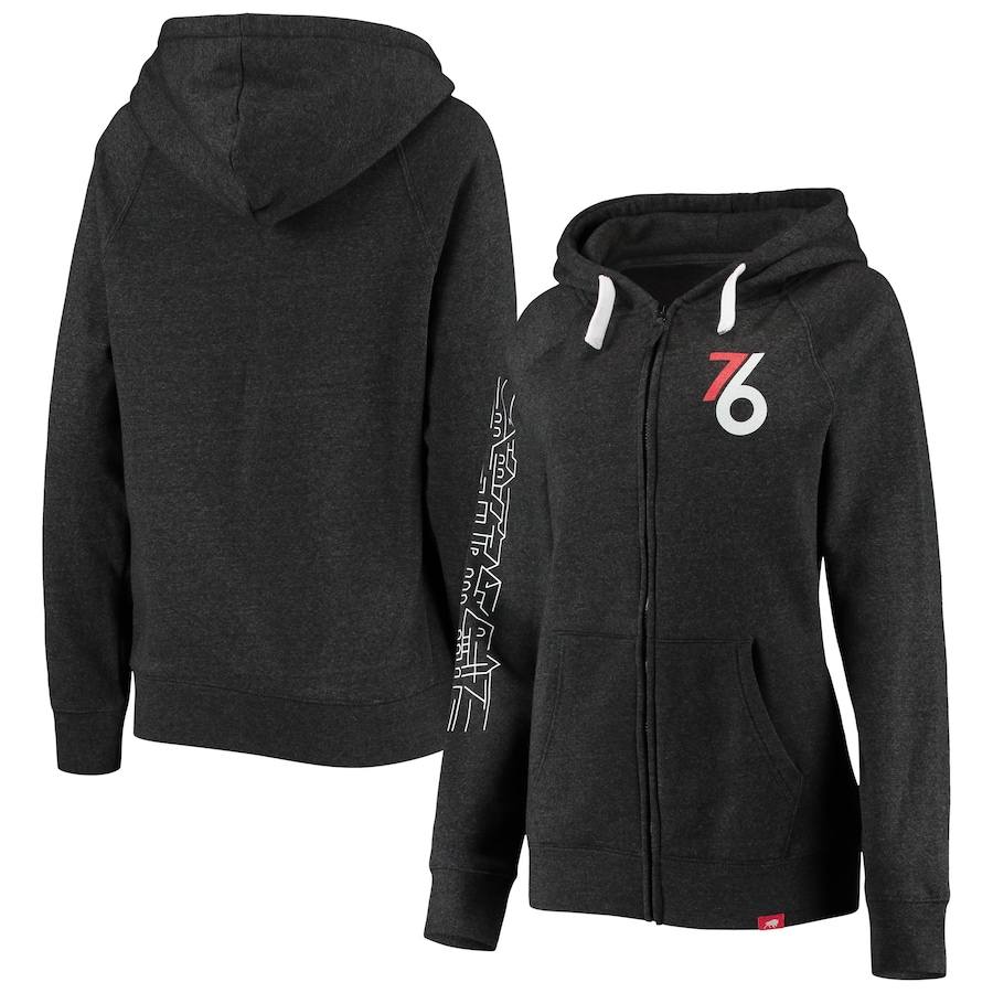 Men's Philadelphia 76ers Sportiqe Black 2020/21 City Edition Heywood Raglan Tri-Blend Full-Zip Hoodie Men's Philadelphia 76ers Sportiqe Black 2020/21 City Edition Heywood Raglan Tri-Blend Full-Zip Hoodie