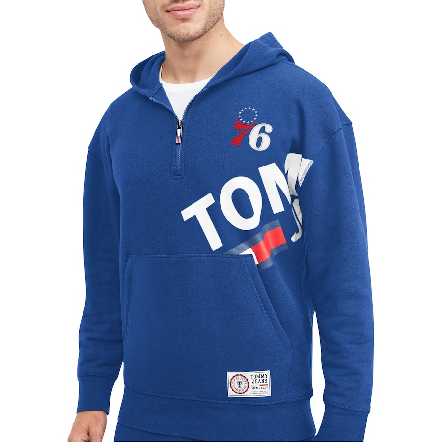 Men's Philadelphia 76ers Tommy Jeans Royal Bernard Half-Zip Hoodie Men's Philadelphia 76ers Tommy Jeans Royal Bernard Half-Zip Hoodie