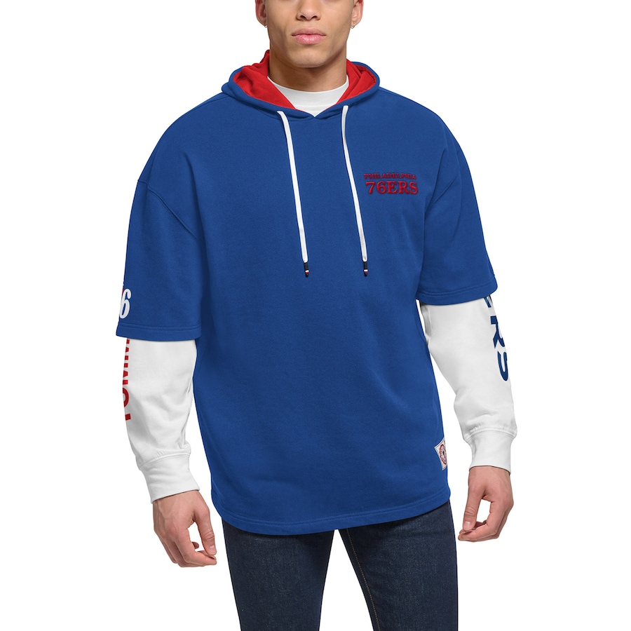 Men's Philadelphia 76ers Tommy Jeans Royal/White Matthew 2-In-1 T-Shirt & Hoodie Combo Set Men's Philadelphia 76ers Tommy Jeans Royal/White Matthew 2-In-1 T-Shirt & Hoodie Combo Set