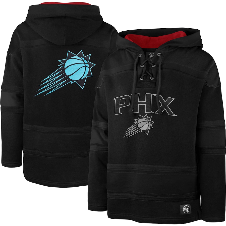 Men's Phoenix Suns 47 Black 2022/23 Pregame MVP Lacer Pullover Hoodie - City Edition