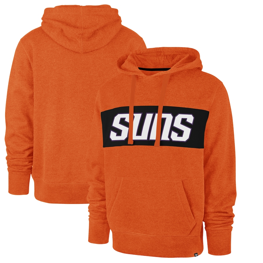 Men's Phoenix Suns 47 Orange 2021/22 City Edition Wordmark Chest Pass Pullover Hoodie