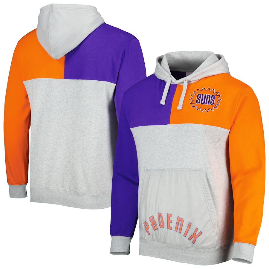 Men's Phoenix Suns Mitchell & Ness Heather Gray Tie-Breaker Pullover Hoodie Men's Phoenix Suns Mitchell & Ness Heather Gray Tie-Breaker Pullover Hoodie