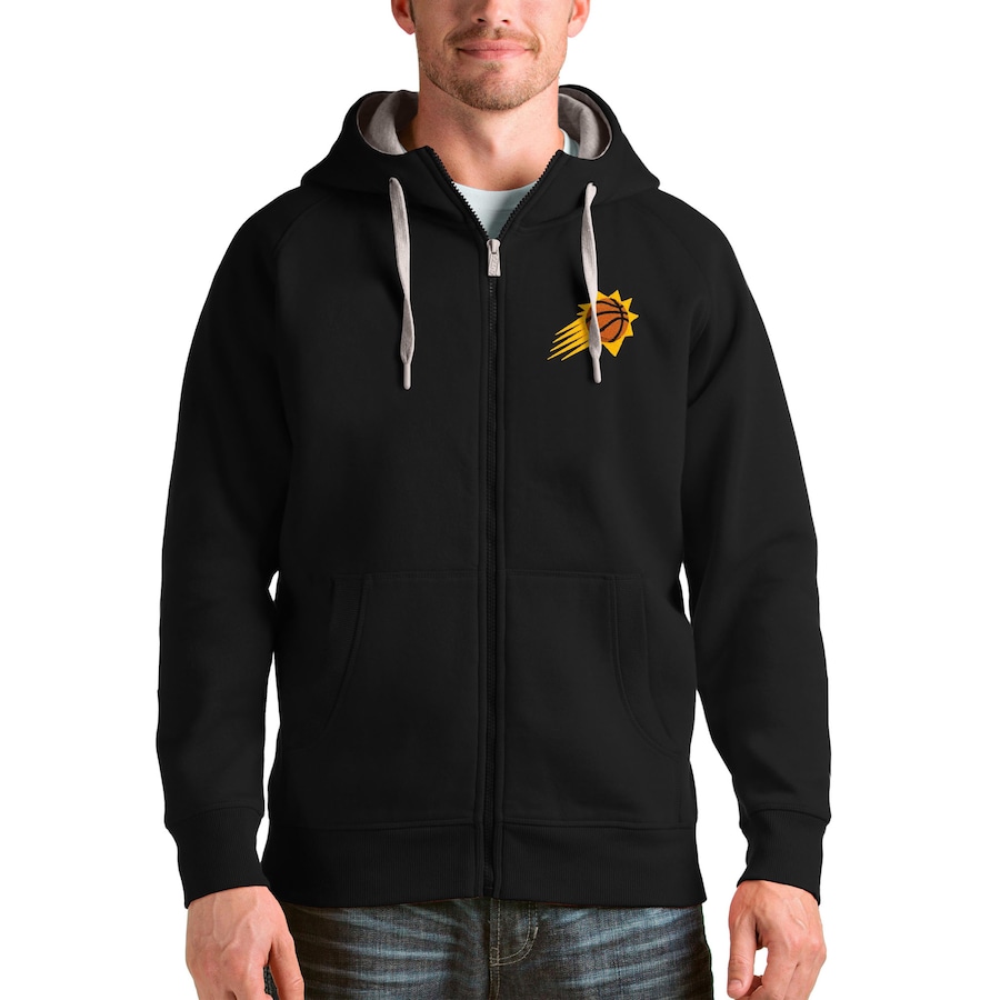 Men's Phoenix Suns Antigua Black Logo Victory Full-Zip Hoodie Men's Phoenix Suns Antigua Black Logo Victory Full-Zip Hoodie