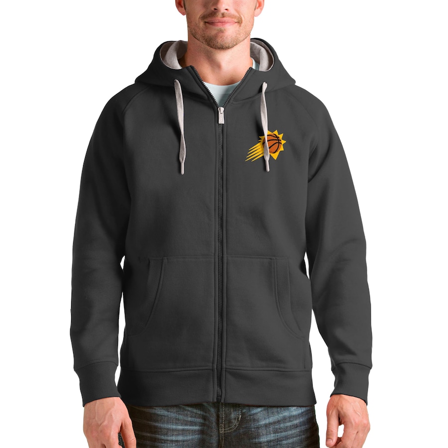 Men's Phoenix Suns Antigua Charcoal Logo Victory Full-Zip Hoodie Men's Phoenix Suns Antigua Charcoal Logo Victory Full-Zip Hoodie