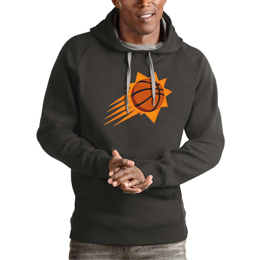 Men's Phoenix Suns Antigua Charcoal Team Logo Victory Pullover Hoodie Men's Phoenix Suns Antigua Charcoal Team Logo Victory Pullover Hoodie