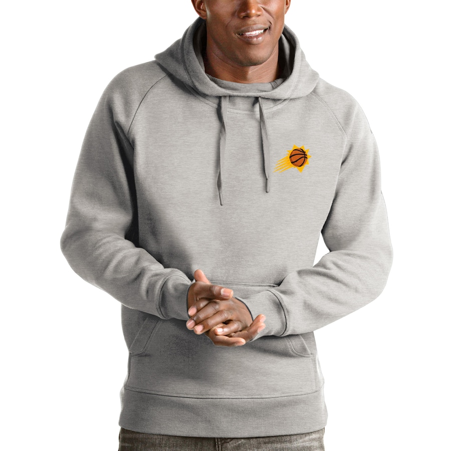 Men's Phoenix Suns Antigua Heathered Gray Victory Pullover Hoodie Men's Phoenix Suns Antigua Heathered Gray Victory Pullover Hoodie