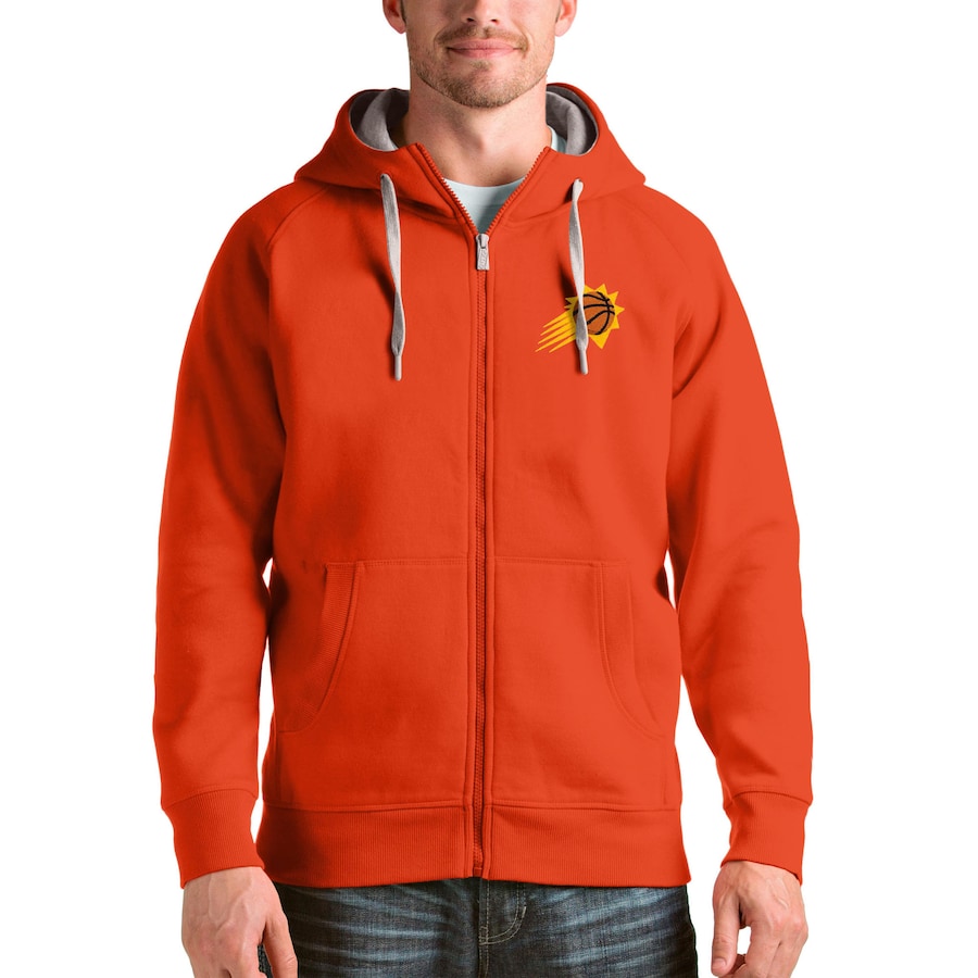 Men's Phoenix Suns Antigua Orange Logo Victory Full-Zip Hoodie