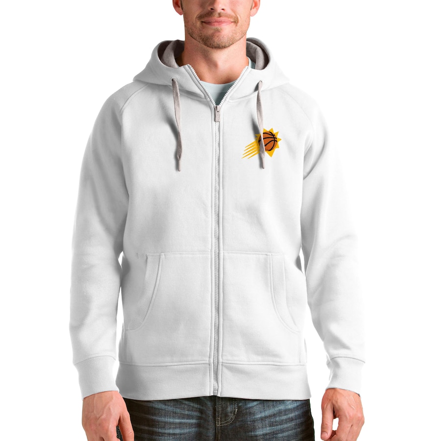 Men's Phoenix Suns Antigua White Logo Victory Full-Zip Hoodie Men's Phoenix Suns Antigua White Logo Victory Full-Zip Hoodie