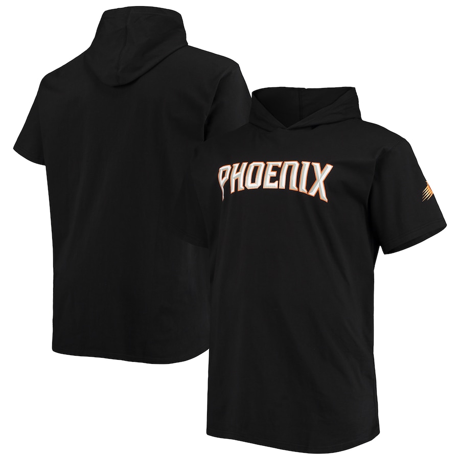 Men's Phoenix Suns Black Big & Tall 2-Hit Short Sleeve Pullover Hoodie Men's Phoenix Suns Black Big & Tall 2-Hit Short Sleeve Pullover Hoodie