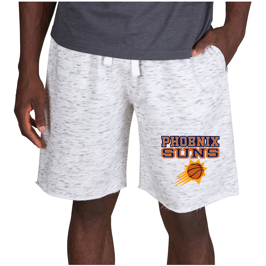 Men's Phoenix Suns Concepts Sport White/Charcoal Alley Fleece Shorts Men's Phoenix Suns Concepts Sport White/Charcoal Alley Fleece Shorts