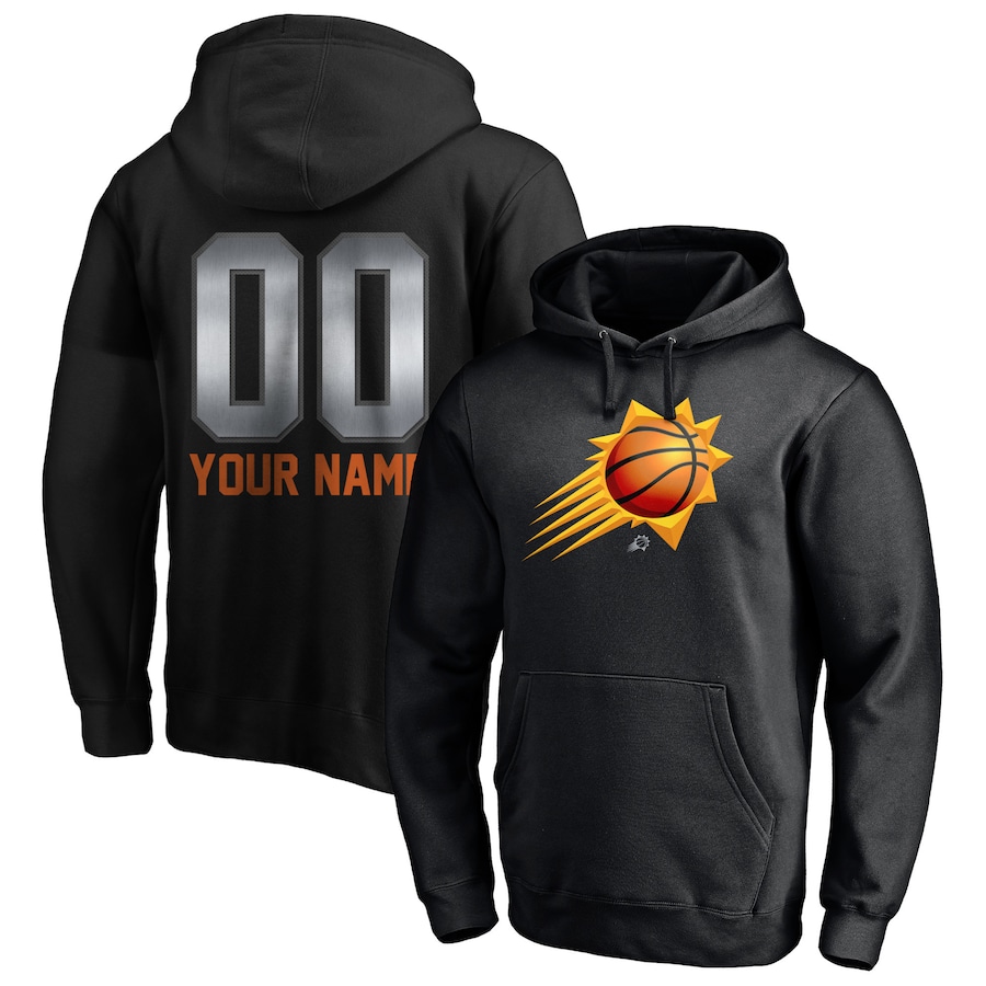 Men's Customize Phoenix Suns Black Midnight Mascot Personalized Name & Number Pullover Hoodie Men's Customize Phoenix Suns Black Midnight Mascot Personalized Name & Number Pullover Hoodie