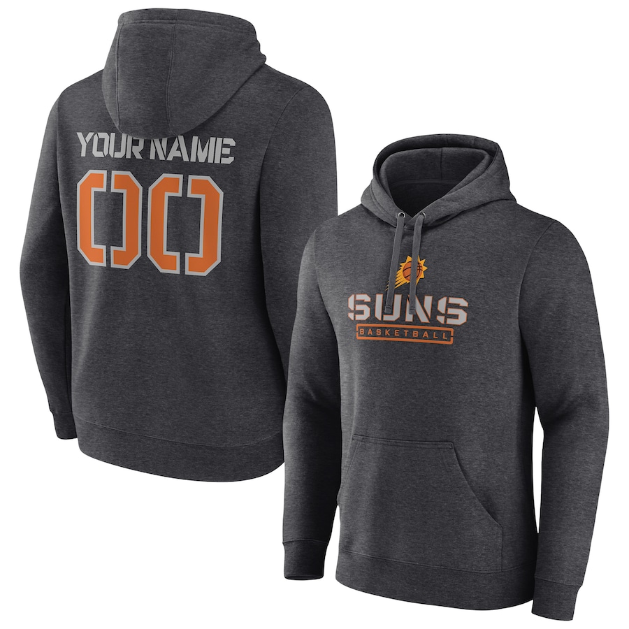 Men's Customize Phoenix Suns Charcoal Personalized Evanston Stencil Pullover Hoodie Men's Customize Phoenix Suns Charcoal Personalized Evanston Stencil Pullover Hoodie