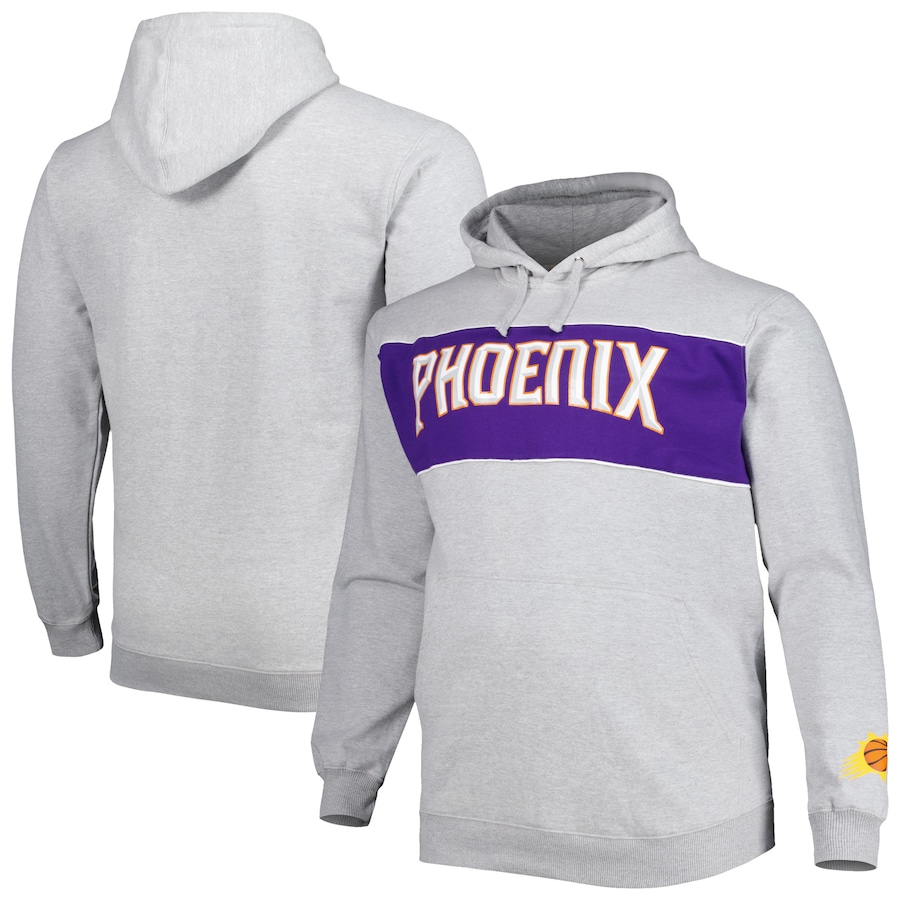 Men's Phoenix Suns Heather Gray Big & Tall Wordmark Pullover Hoodie Men's Phoenix Suns Heather Gray Big & Tall Wordmark Pullover Hoodie