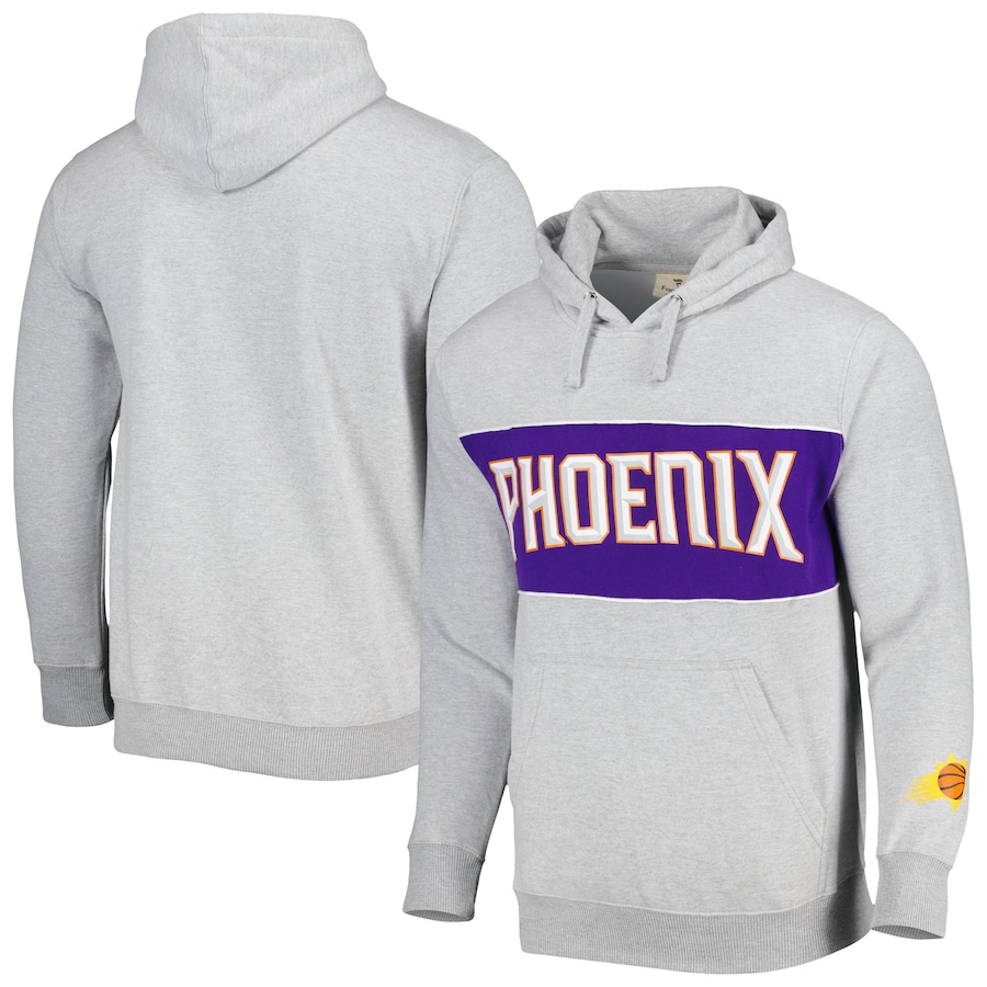 Men's Phoenix Suns Heather Gray Wordmark French Terry Pullover Hoodie Men's Phoenix Suns Heather Gray Wordmark French Terry Pullover Hoodie