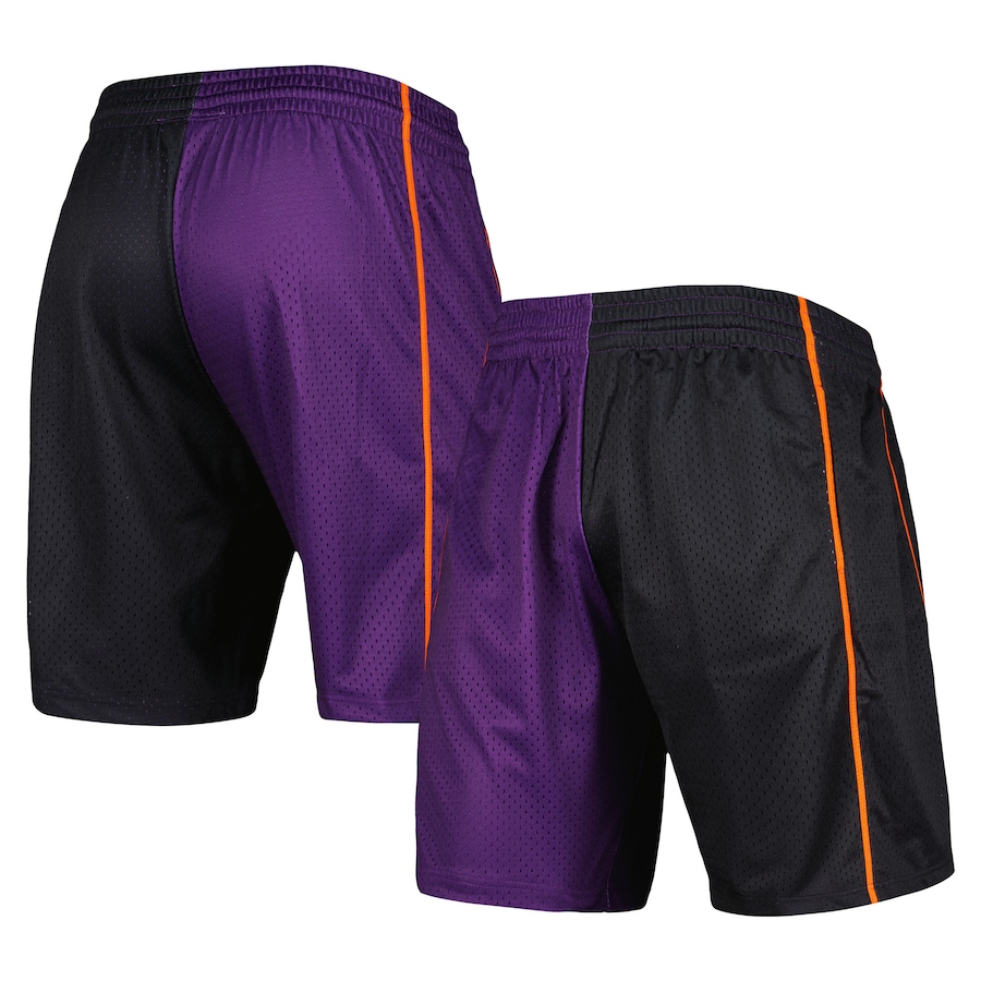 Men's Phoenix Suns Mitchell & Ness Black/Purple Hardwood Classics 2001 Split Swingman Shorts