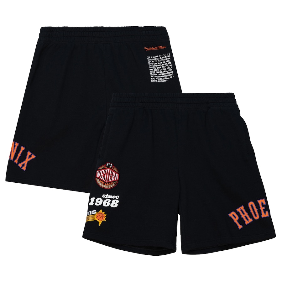 Men's Phoenix Suns Mitchell & Ness Black Team Origins Fleece Shorts Men's Phoenix Suns Mitchell & Ness Black Team Origins Fleece Shorts