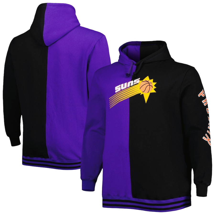 Men's Phoenix Suns Mitchell & Ness Purple/Black Big & Tall Hardwood Classics Split Pullover Hoodie Men's Phoenix Suns Mitchell & Ness Purple/Black Big & Tall Hardwood Classics Split Pullover Hoodie