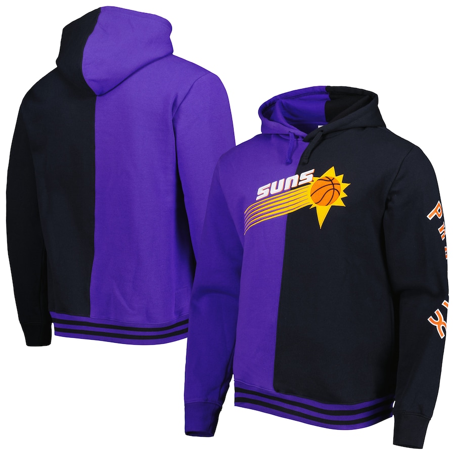 Men's Phoenix Suns Mitchell & Ness Purple/Black Hardwood Classics Split Pullover Hoodie Men's Phoenix Suns Mitchell & Ness Purple/Black Hardwood Classics Split Pullover Hoodie