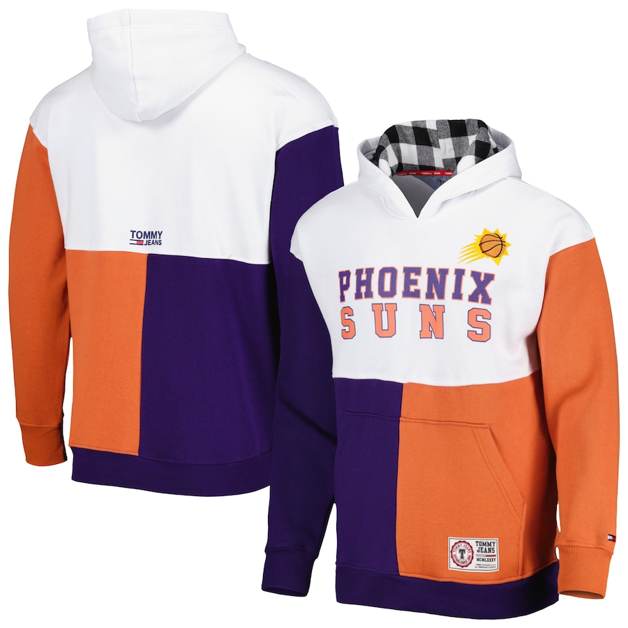 Men's Phoenix Suns Tommy Jeans White/Purple Andrew Split Pullover Hoodie Men's Phoenix Suns Tommy Jeans White/Purple Andrew Split Pullover Hoodie