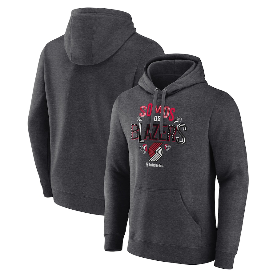 Men's Portland Trail Blazers Charcoal Noches Ene-Be-A Pullover Hoodie Men's Portland Trail Blazers Charcoal Noches Ene-Be-A Pullover Hoodie