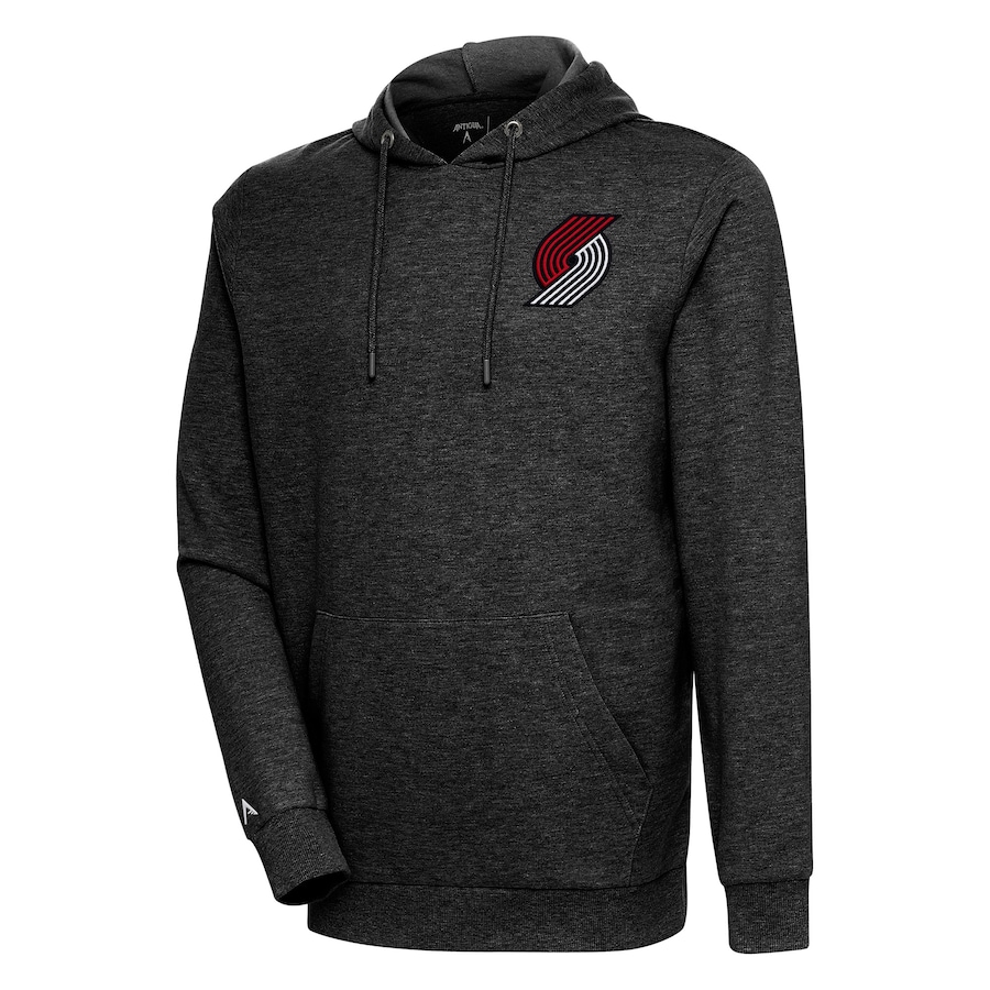 Men's Portland Trail Blazers Antigua Heather Black Action Pullover Hoodie Men's Portland Trail Blazers Antigua Heather Black Action Pullover Hoodie