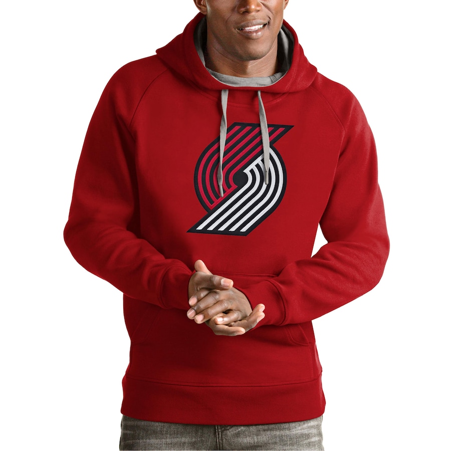 Men's Portland Trail Blazers Antigua Red Team Logo Victory Pullover Hoodie Men's Portland Trail Blazers Antigua Red Team Logo Victory Pullover Hoodie