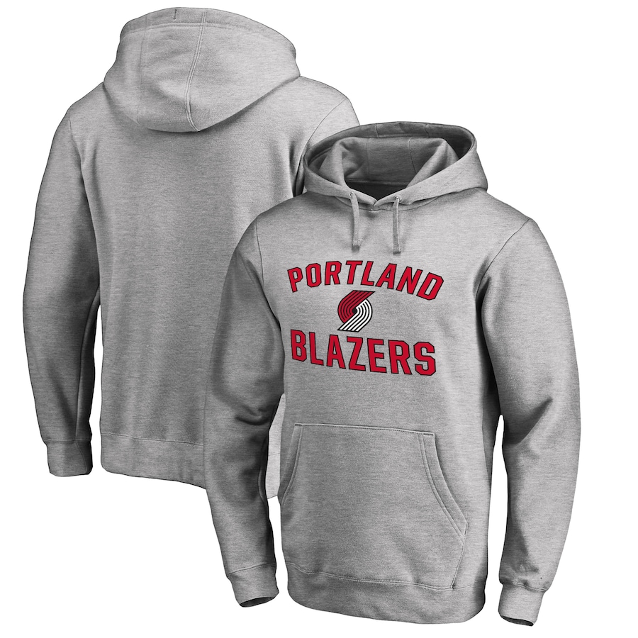 Men's Portland Trail Blazers Ash Victory Arch Pullover Hoodie Men's Portland Trail Blazers Ash Victory Arch Pullover Hoodie